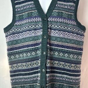 Vintage 80s/90s LL Bean Wool Knit Sweater Vest Size XL Made in USA Colorful EUC